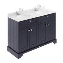 Old London Furniture Vanity Unit With 2 Basins & White Marble (Blue, 1TH).