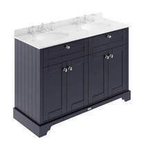 Old London Furniture Vanity Unit With 2 Basins & White Marble (Blue, 3TH).