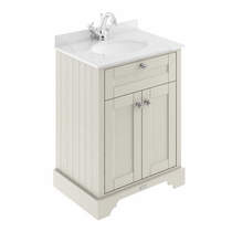 Old London Furniture Vanity Unit, Basin & White Marble 600mm (Sand, 1TH).