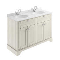 Old London Furniture Vanity Unit With 2 Basins & Grey Marble (Sand, 1TH).