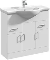 Italia Furniture Vanity Unit & Ceramic Basin Type 1 (855mm, White).