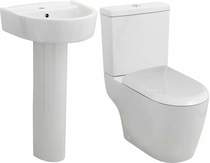 Premier Ceramics Toilet With Luxury Seat, 420mm Basin & Pedestal.