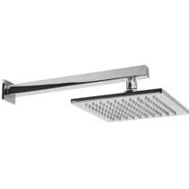 Premier Showers Square Shower Head With Wall Arm (200x200mm, S Steel).