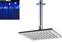 Premier Showers Square LED Shower Head With Ceiling Arm (200x200mm).