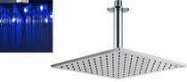 Premier Showers Square LED Shower Head With Ceiling Arm (300x300mm).