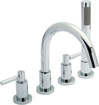 Hudson Reed Tec 4 Tap Hole Bath Shower Mixer Tap With Small Spout & Retainer