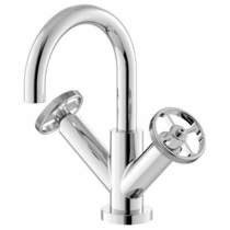 HR Revolution Basin Mixer Tap With Industrial Handles (Chrome).