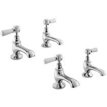 Hudson Reed Topaz Basin & Bath Tap Pack With Levers (White & Chrome).