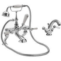 Hudson Reed Topaz Mono Basin & BSM Tap Pack With Levers (White & Chrome).