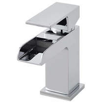 Nuie Strike Mini Waterfall Basin Mixer Tap With Push Button Waste (Chrome).