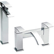 Nuie Vibe Bath Filler & High Rise Basin Tap Pack (Chrome).