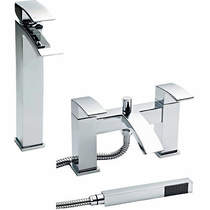 Nuie Vibe Bath Shower Mixer & High Rise Basin Tap Pack (Chrome).