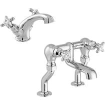 Vado Axbridge Basin & Bath Filler Tap Pack With Crosshead Handles (Chrome).