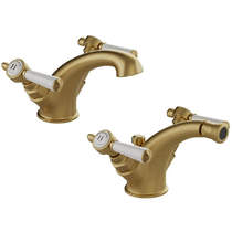 Vado Axbridge Mono Basin & Bidet Tap Pack With Lever Handles (Brushed Brass).