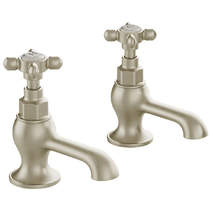 Vado Axbridge Basin Taps With Crosshead Handles (Brushed Nickel, Pair).