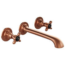 Vado Axbridge Wall-Mounted Basin Mixer Tap With Crosshead Handles (Brushed Bronze, 3TH).