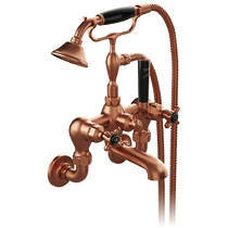 Vado Axbridge Wall-Mounted Bath Shower Mixer Tap With Crosshead Handles (Brushed Bronze).