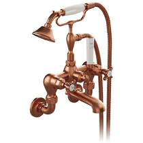 Vado Axbridge Wall-Mounted Bath Shower Mixer Tap With Crosshead Handles (Brushed Bronze).