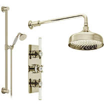 Vado Axbridge Thermostatic Shower Valve With Slide Rail Kit & Fixed Head (Bright Nickel).