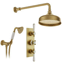 Vado Axbridge Thermostatic Shower Valve With Fixed Head & Mini Shower Kit (Brushed Brass).
