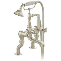Vado Axbridge Bath Shower Mixer Tap With Crosshead Handles (Brushed Nickel).