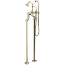 Vado Axbridge Freestanding Bath Shower Mixer Tap With Crosshead Handles (Bright Nickel).