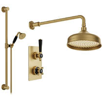 Vado Axbridge Thermostatic Shower Valve With Slide Rail Kit & Fixed Head (Brushed Brass).