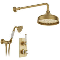 Vado Axbridge Thermostatic Shower Valve With Mini Kit & Fixed Head (Brushed Brass).