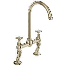 Vado Axbridge Bridge Kitchen Mixer Tap With Crosshead Handles (Bright Nickel).