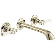 Vado Axbridge Wall-Mounted Basin Mixer Tap With Lever Handles (Bright Nickel, 3TH).