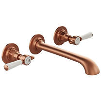 Vado Axbridge Wall-Mounted Basin Mixer Tap With Lever Handles (Brushed Bronze, 3TH).