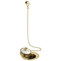 Vado Axbridge Basin Waste With Ceramic Plug & Chain (Brushed Brass & White).