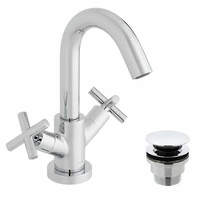 Vado Elements Basin Mixer Tap With Universal Waste (Chrome).