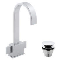 Vado Geo 2 Handle Basin Mixer Tap With Universal Waste (Chrome).