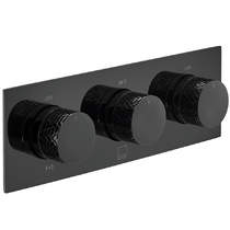 Vado Omika Noir Thermostatic Shower Valve With 3 Outlets (Polished Black).
