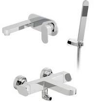 Vado Life Wall Mounted Basin & Thermostatic Bath Shower Mixer Taps Pack.