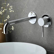 Vado Origins Wall-Mounted Basin Mixer Tap With Knurled Accents (Chrome).
