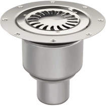 VDB Vinyl Drains Shower Drain With 75mm Vertical Outlet (250mm, S Steel).