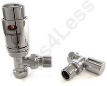 Crown radiator valves thermostatic angled radiator valves (chrome).