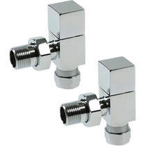 Crown Radiator Valves Square Angled Radiator Valves (Pair, Chrome).