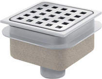 Waterworld square plastic shower gully with bottom outlet (100x100).